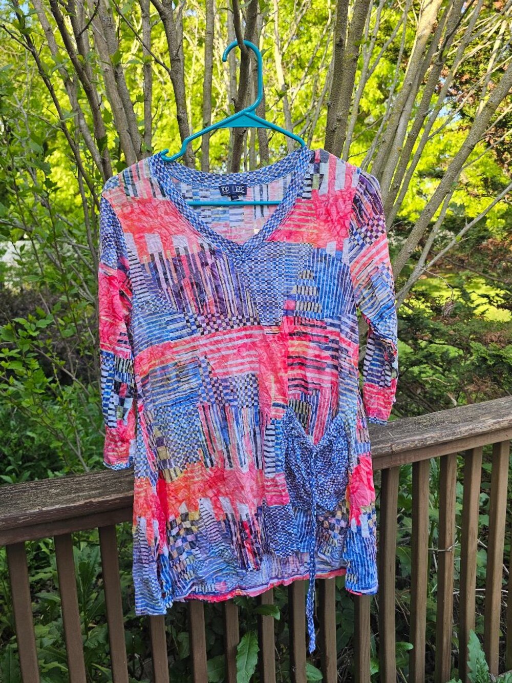 Top Ligne Boho Artsy 3/4 Sleeve Top with Pocket Size S
